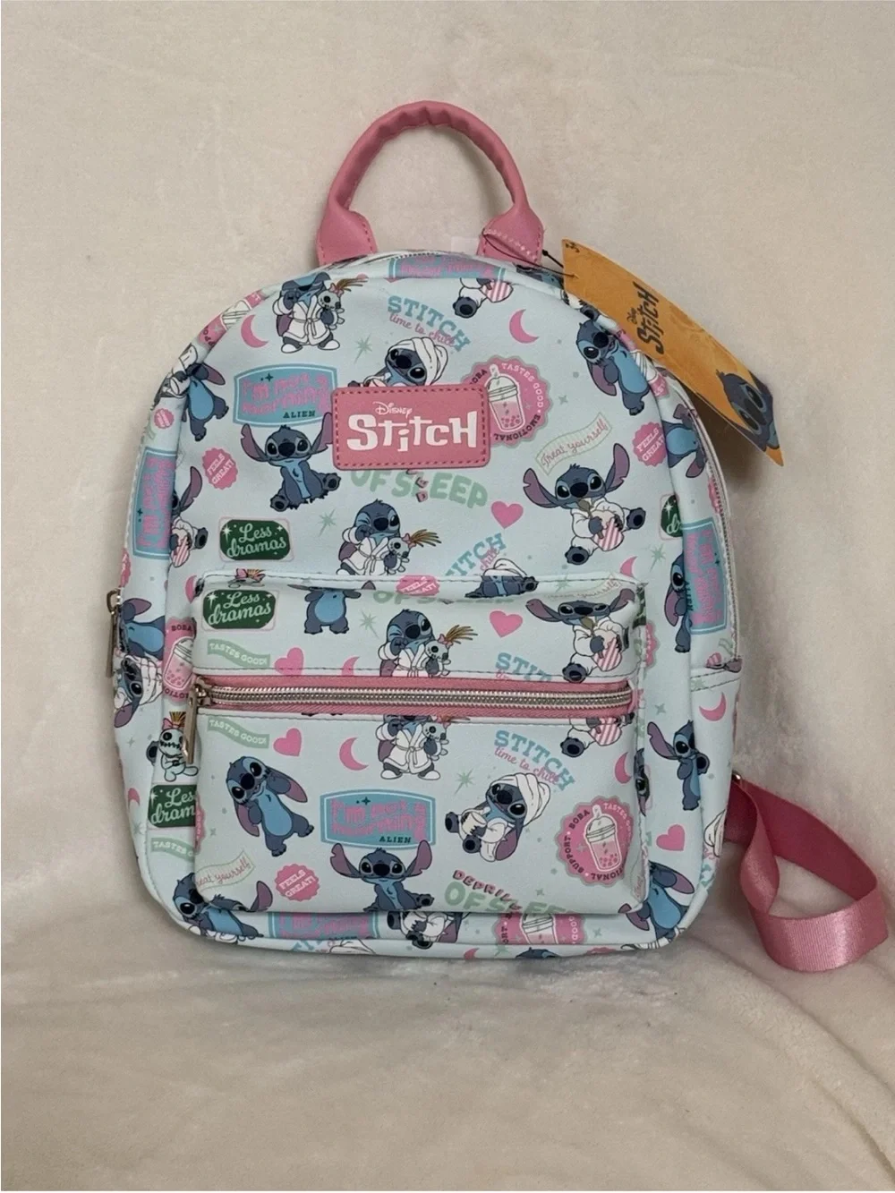 Disney Stitch Mini Backpack - Pink & Light Blue